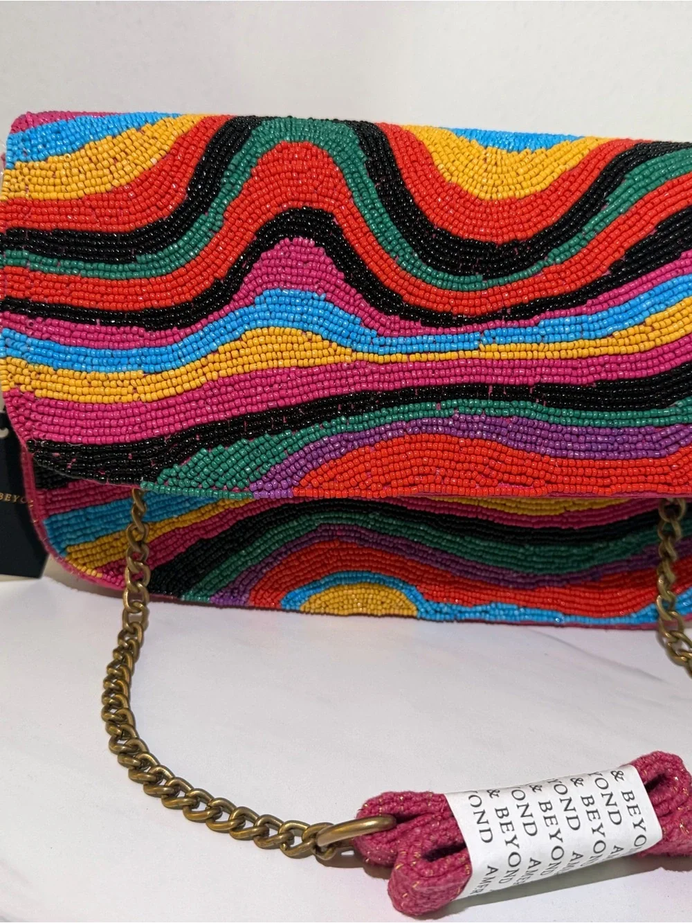 Multicolor Beaded Clutch - Wave Pattern